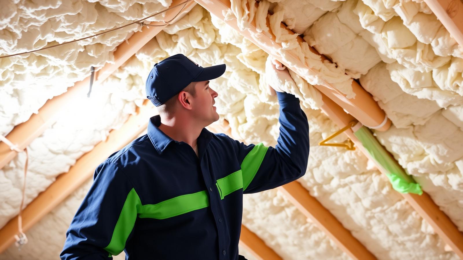 Insulation contractor installing attic insulation in Sherman TX